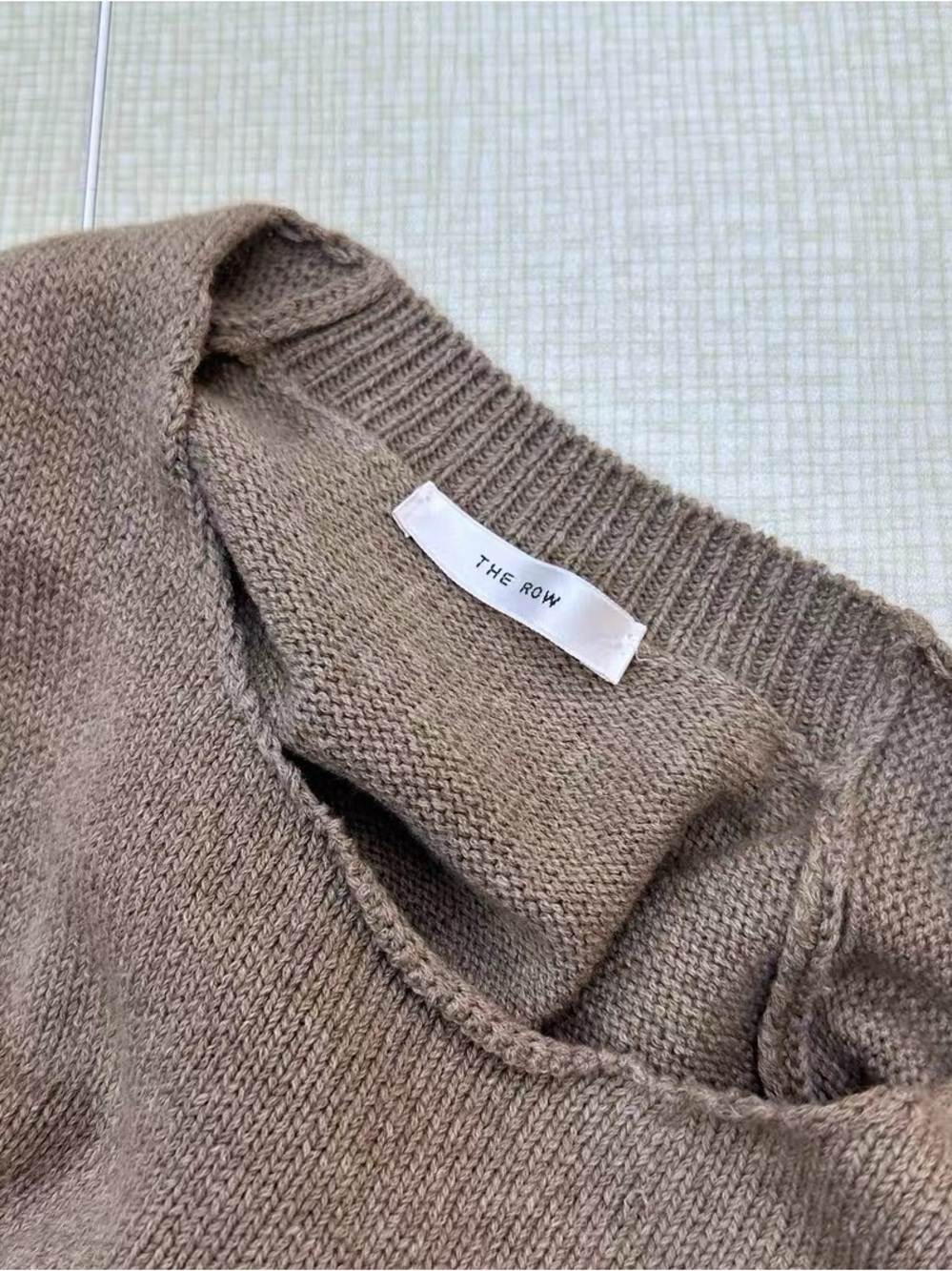 The Row Shai Sweater Size L Crewneck Sweater in Taupe